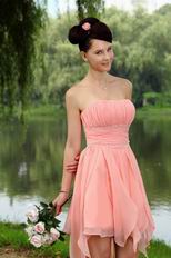 Discount Strapless Asymmetrical Skirt Short Pink Celebrity Party Dress