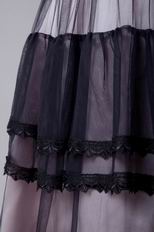 Sweetheart Tea Length Black Cascade Skirt Celebrity Prom Dress