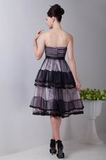 Sweetheart Tea Length Black Cascade Skirt Celebrity Prom Dress