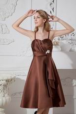 Classic Spaghetti Straps A-line Brown Short Prom Dress By Designer