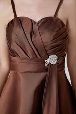 Classic Spaghetti Straps A-line Brown Short Prom Dress By Designer