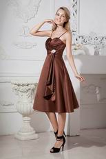 Classic Spaghetti Straps A-line Brown Short Prom Dress By Designer