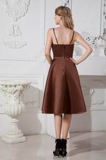 Classic Spaghetti Straps A-line Brown Short Prom Dress By Designer