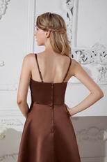 Classic Spaghetti Straps A-line Brown Short Prom Dress By Designer