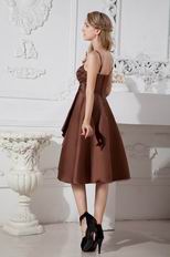 Classic Spaghetti Straps A-line Brown Short Prom Dress By Designer