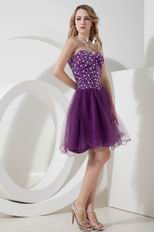 Unique Sweetheart Knee Length Purple Prom Dresses With Crystals