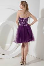 Unique Sweetheart Knee Length Purple Prom Dresses With Crystals