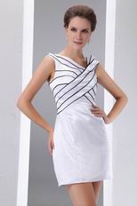 Unique V-neck White And Black Stripe Short Prom Dress Exporter