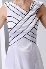 Unique V-neck White And Black Stripe Short Prom Dress Exporter