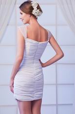 Top Seller White Chiffon Short Prom Dress With Beaded Straps