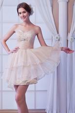 Beautiful Ruched Bodice With Crystal Cascade Short Skirt Prom Dress