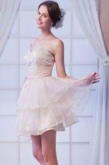 Beautiful Ruched Bodice With Crystal Cascade Short Skirt Prom Dress