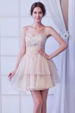 Beautiful Ruched Bodice With Crystal Cascade Short Skirt Prom Dress