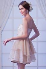 Beautiful Ruched Bodice With Crystal Cascade Short Skirt Prom Dress