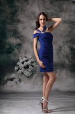 Asymmetrical Neckline Ruched Royal Blue Short Prom Dress Homecoming