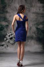 Asymmetrical Neckline Ruched Royal Blue Short Prom Dress Homecoming