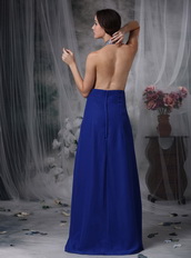 Halter Sequin Royal Blue Chiffon Prom Dress With Side Split Luxury