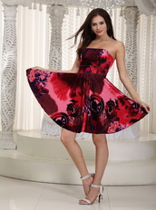 Colorful Strapless Mini Printed Cocktail Party Dress 2014 Luxury