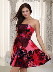 Colorful Strapless Mini Printed Cocktail Party Dress 2014 Luxury