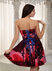 Colorful Strapless Mini Printed Cocktail Party Dress 2014 Luxury