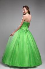 Halter Top Style Beaded Quinceanera Dress In Spring Green