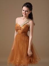 Ocher One Shoulder Neckline Sweet 16 Girl Dress