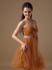 Ocher One Shoulder Neckline Sweet 16 Girl Dress