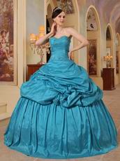 Teal Blue Designer Puffy Quinceanera Dress For 2014 Winter