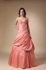 Pink Strapless Floor-length Taffeta Prom Ball Gown