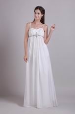 Best Spaghetti Straps White Chiffon Evening Dress