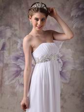 Cheap Floor-length White Chiffon Cranzy Handmade Prom Dress