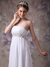 Cheap Floor-length White Chiffon Cranzy Handmade Prom Dress