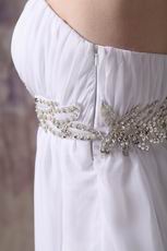 Cheap Floor-length White Chiffon Cranzy Handmade Prom Dress