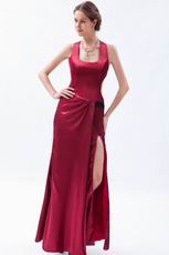 Unique Square Cardinal Red Evening Dress With Split Front