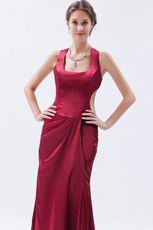 Unique Square Cardinal Red Evening Dress With Split Front