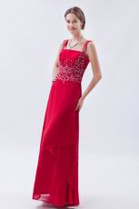 Inexpensive Square Embroidery Wine Red Evening Dress