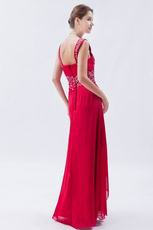 Inexpensive Square Embroidery Wine Red Evening Dress