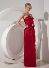 Wine Red Column Strapless Floor-length Prom Dress For 2014