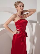 Wine Red Column Strapless Floor-length Prom Dress For 2014