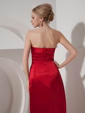 Wine Red Column Strapless Floor-length Prom Dress For 2014