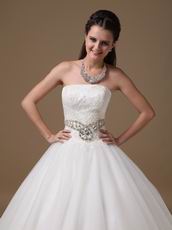 Discount Strapless Floor-length Tulle Puffy Wedding Dresses