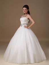 Discount Strapless Floor-length Tulle Puffy Wedding Dresses