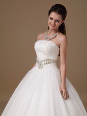 Discount Strapless Floor-length Tulle Puffy Wedding Dresses