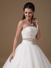 Discount Strapless Floor-length Tulle Puffy Wedding Dresses