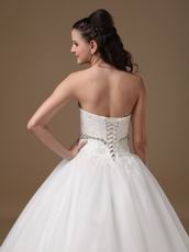 Discount Strapless Floor-length Tulle Puffy Wedding Dresses