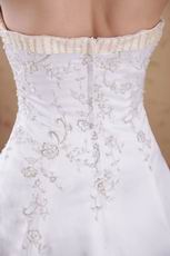 Strapless Embroidery Ivory Church Wedding Dress For 2014 Bride