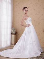 Strapless Embroidery Ivory Church Wedding Dress For 2014 Bride