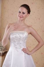 Strapless Embroidery Ivory Church Wedding Dress For 2014 Bride