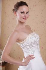 Strapless Embroidery Ivory Church Wedding Dress For 2014 Bride