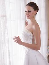 Strapless Embroidery Ivory Church Wedding Dress For 2014 Bride